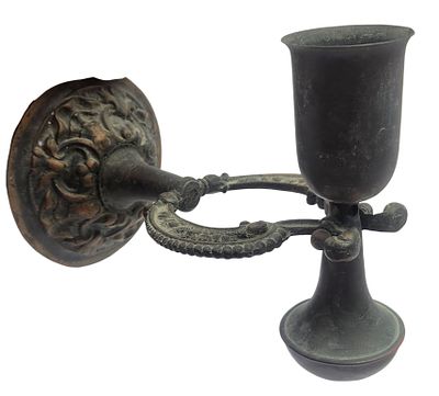 מנורת שמן צרפתית עתיקה לשולחן או לתליה על קיר, מנגנון משקולת, גובה 25 ס"מ