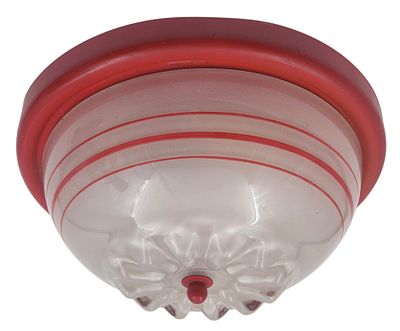 מנורת תיקרה או קיר זכוכית מורנו איטליה וינטאג', משולבת מתכת, חתומה, קוטר 25 ס"מ