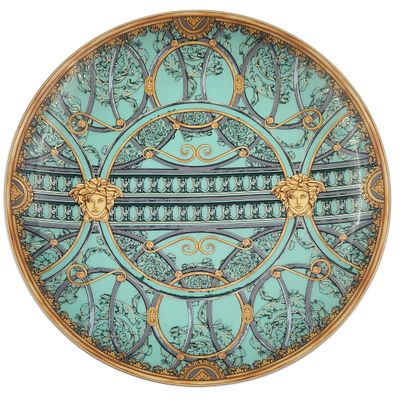 צלחת פורצלן ROSENTHAL VERSACE גרמניה דגם LE SCALA PALAZZO, חתומה, בקופסה המקורית, קוטר 21 ס"מ