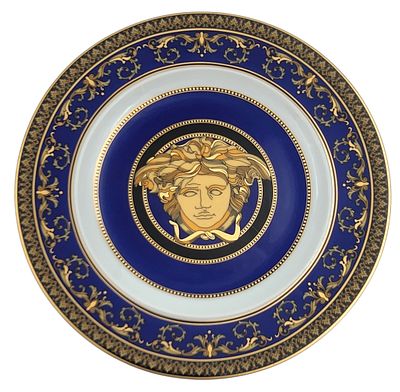 צלחת פורצלן ROSENTHAL VERSACE גרמניה דגם מדוזה, חתומה, בקופסה המקורית, קוטר 18 ס"מ