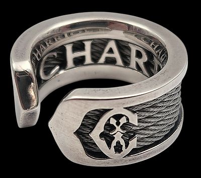 טבעת כסף ופלדה CHARRIOL, כבדה ומרשימה, בקופסה המקורית