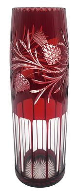 אגרטל קריסטל בוהמי מרובד אדום, גובה 26 ס"מ