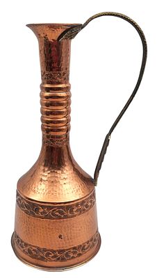 אגרטל קנקן מנחושת אדומה אופנהיים ישראליאנה, חתום, גובה 38 ס"מ