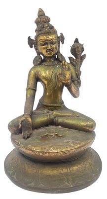 טארה הלבנה, פסל הודי טכסי עתיק מפליז, אוחזת מוט היביסקוס על גבי לוטוס, גובה 31 ס"מ.