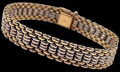 צמיד זהב 14K שני צבעים, אורך 20 ס"מ, משקל 32.2 גרם