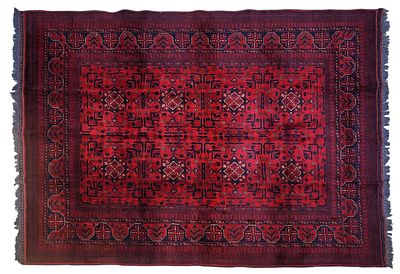 שטיח צמר חלממדי אפגני בעבודת יד, מצב כחדש, 240X180 ס"מ. 
פריט שביר או בגודל ו/או במשקל חריג 