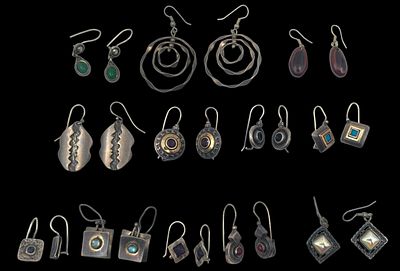 אוסף 11 זוגות עגילי כסף שונים, משקל כולל 76 גרם