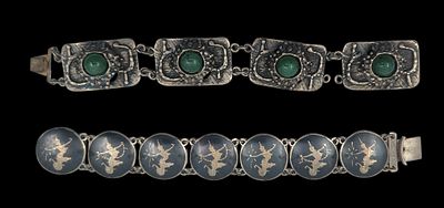 שני צמידי כסף, משקל כולל 75 גרם