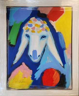 מנשה קדישמן (1932-2015), ראש כבשה, אקריליק על בד, חתום, 60X80 ס"מ. לציור אישור מקוריות. 
פריט 