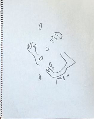 מנשה קדישמן (1932-2015) להטוטן, רישום עיפרון על נייר, חתום, 36X28 ס"מ