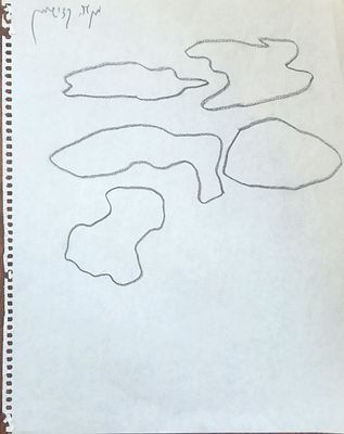 מנשה קדישמן (1932-2015) עננים, רישום עיפרון על נייר, חתום, 36X28 ס"מ