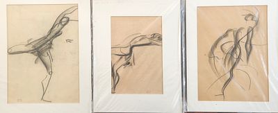 ז'אן טות' (1900-1972) JEAN TOTH מחול, 3 רישומי גרפיט על נייר, חתומים, 34X24 ס"מ