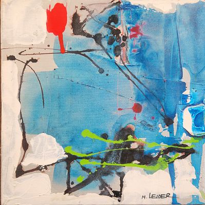 משה ליידר (1945) קומפוזיציה מופשטת, שמן על בד, חתומים, 31X31 ס"מ