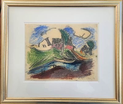 היינריך טישלר (1892-1938) HEINRICH TISCHLER, רחוב, גואש, חתום ומתוארך, 29X20 ס"מ