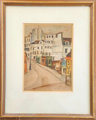 נחמיה שטנדל (1904-1991) רחוב, גואש, חתום ומתוארך, 29X20 ס"מ