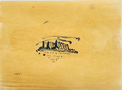 יגאל עוזרי (1958) גשר, שמן על נייר שעווה, חתום, 35X27 ס"מ