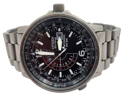 שעון יד CITIZEN יפן, דגם ECO DRIVE, "טייסים" מצב עבודה, קוטר 40 מ"מ. 
"בית המכירות אינו מתחייב 