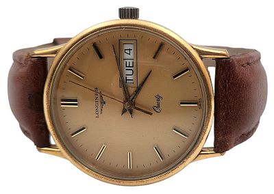 שעון יד LONGINES, שוויץ, במצב עבודה, קוטר 34 ס"מ. 
"בית המכירות אינו מתחייב לתקינות של שעונים 