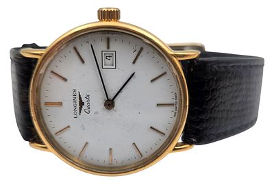 שעון יד LONGINES, שוויץ, במצב עבודה, קוטר 34 ס"מ. 
"בית המכירות אינו מתחייב לתקינות של שעונים 