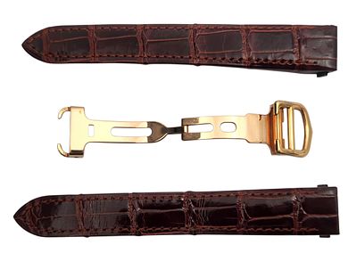 רצועת עור עם אבזם 18K זהב CARTIER צרפת, מקורית, חתומה, משקל הזהב 13.7 גרם