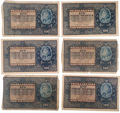 לוט 6 שטרות 100 מארק פולין 1919, מצבים שונים