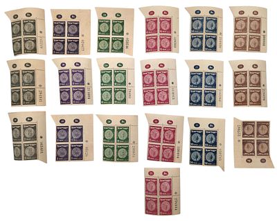 סדרת בולי מטבע, 19 רביעיות, 1949-1950.