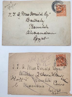 שתי מעטפות מבוילות אנגליה 1921