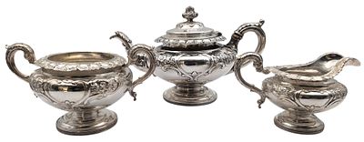 סט לקפה או תה כסף סטרלינג, John Campbell &amp; Co, סקוטלנד אדינבורו 1831, כולל קנקן גדול, קנקן 