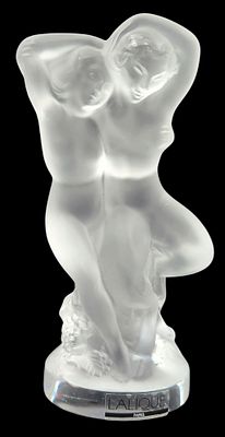 דיאנה והסטיר "Pan and Diana", פסל קריסטל "LALIQUE" צרפת, חתום בחריטה, גובה 14 ס"מ.