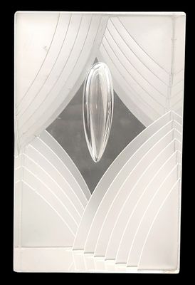 פסל קריסטל שוודי אמנותי גדול וכבד, STUDIO RHOS SWEDEN מעוטר בעבודת ניסור, חתום ומתוארך 1992 