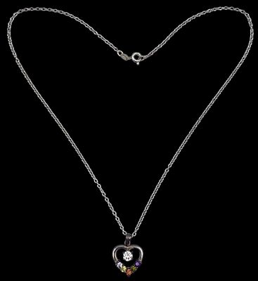 שרשרת כסף עם תליון משובץ אבני חן, אורך 46 ס"מ, משקל 4 גרם