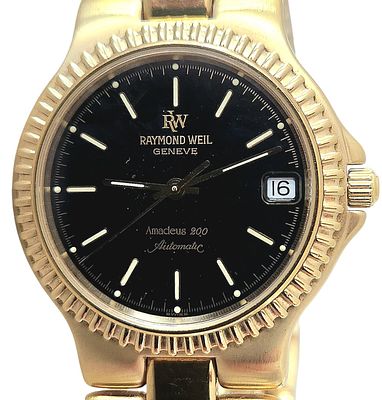 שעון יד RAYMOND WEIL שוויץ, אוטומטי, מצופה זהב 18K, במצב מצוין, נראה שכמעט לא נענד, במצב עבודה 