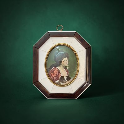 Панно из кости с роспись по фарфору. Франция, вторая половина 19 века. 
Кость, резьба, стекло, 
