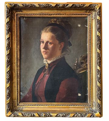 Портрет молодой девушки. Англия, 1877 год. Неизвестный художник. 
Холст, масло. 
Размер: 54 