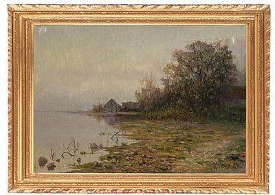 Крисюк Иван Григорьевич. "На берегу", 1989 год. 
Холст, масло. 
Советский и российский 