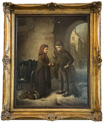 Lsidor Popper (Изидор Поппер). "Обед молодого дворника". Германия, конец 19 века. 
Холст, 