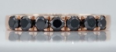 14K Rose Gold ring set with completely natural diamonds in a black shade 7 diamonds with a 