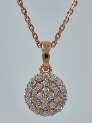 14K Rose Gold Pendant Necklace Inlaid with completely natural diamonds weighing 0.2 carats in 