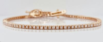 Rose Gold Tennis Bracelet 14K set with 1 carat completely natural diamonds Most classic model 