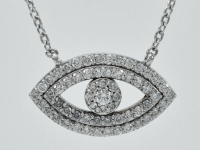 14K white gold necklace, an all-inlaid eye model, completely natural diamonds with a total 