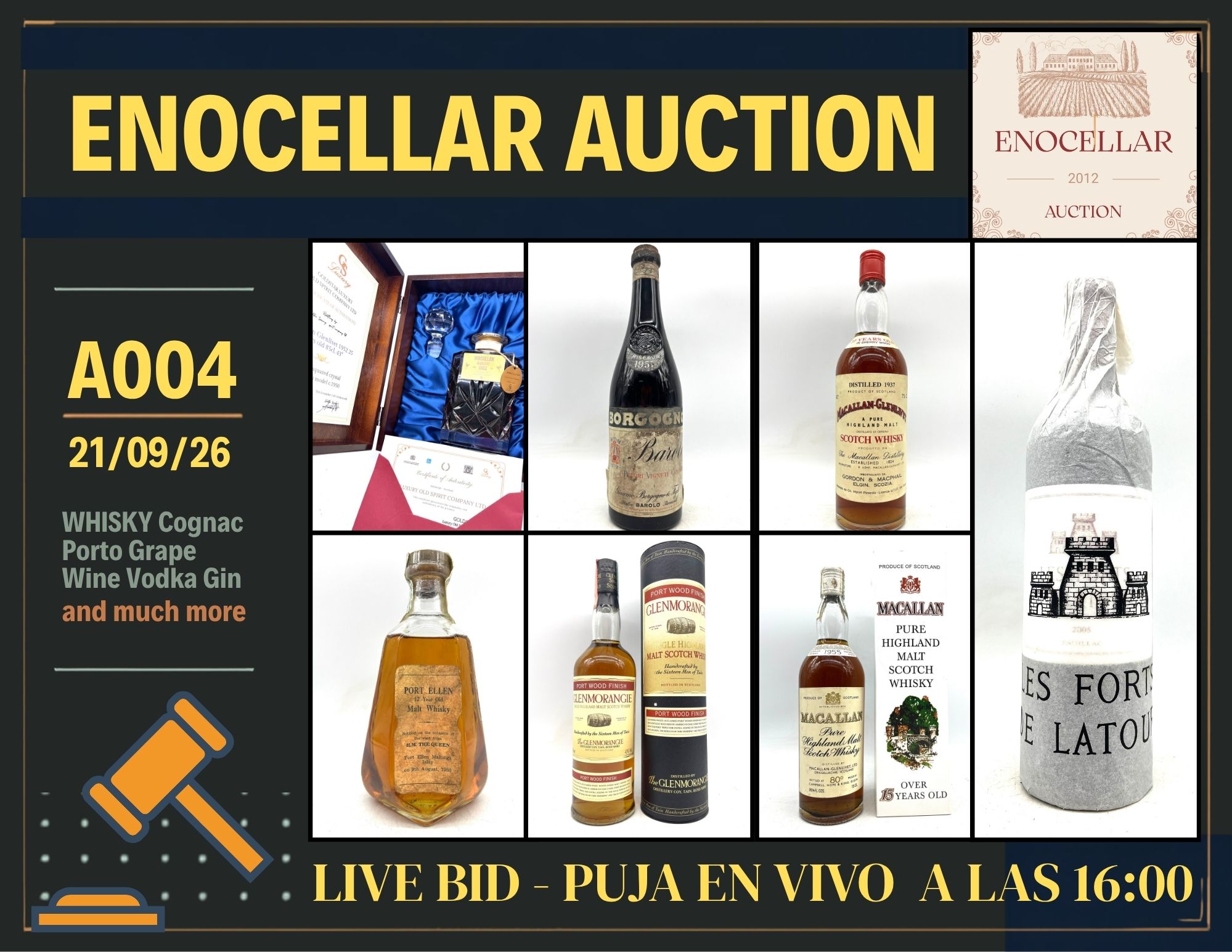 Enocellar Auction | Auction A004 | WHISKY, WINES AND OLD LIQUORS