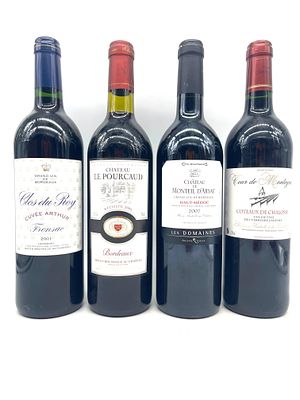 Wine Lot of 4 Bottles of Bordeaux France, Various Chateaus