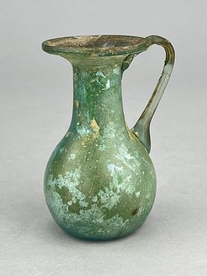 Roman Glass Pitcher 1st-4th Century C.E. Ancient Roman pitcher, ewer, or juglet, piriform body 