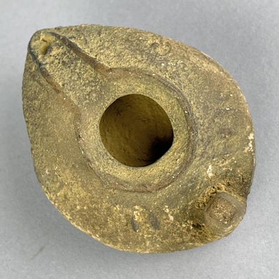Roman or Byzantine Oil Lamp 4th-8th Century CE. Ancient Roman or Byzantine oil lamp, molded 