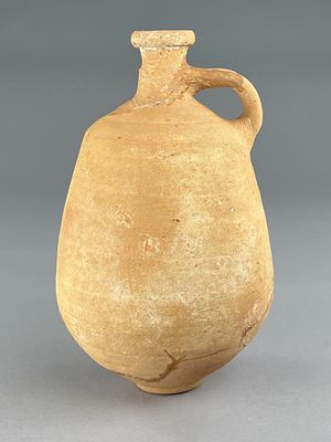 Ancient Holy Land Roman Terracotta Jug 1st-3rd CE. Ancient Holy Land Roman terracotta jug with 