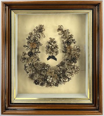 Large Victorian Hair Wreath 19th Century. Large Victorian Era hair wreath, possibly a mourning 