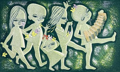 Shuzo Ikeda (JP 1922-2004) Woodblock Children. Shuzo Ikeda (Japanese, 1922-2004) limited edition 