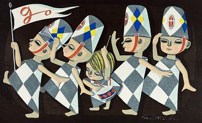 Shuzo Ikeda (JP 1922-2004) Woodblock Parade. Shuzo Ikeda (Japanese, 1922-2004) limited edition 