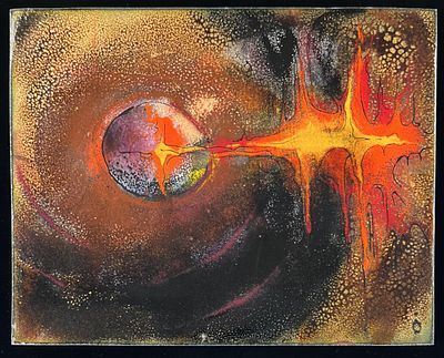 Irwin Whitaker (AM 1919-2009) Enamel Panel. Irwin A. Whitaker (American, 1919-2009), modernist 