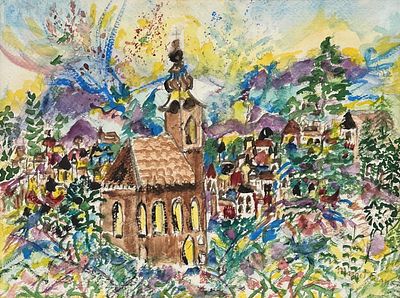 Margo Evens (GER/AM 1914-1985) Watercolor Painting. Margo Evens (German/American, 1914-1985) 